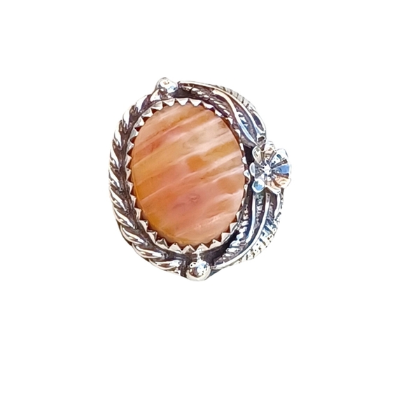 Orange Tone Silver Ring - Picture 1 of 9